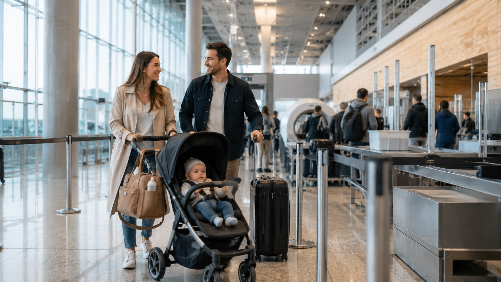 Mit Baby am BER: Kinderwagen, Babynahrung, Wickeln und Sicherheitskontrolle