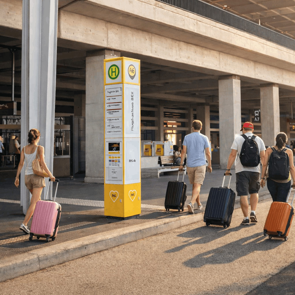 Beschilderung Ride App Pick-up Area am Flughafen BER